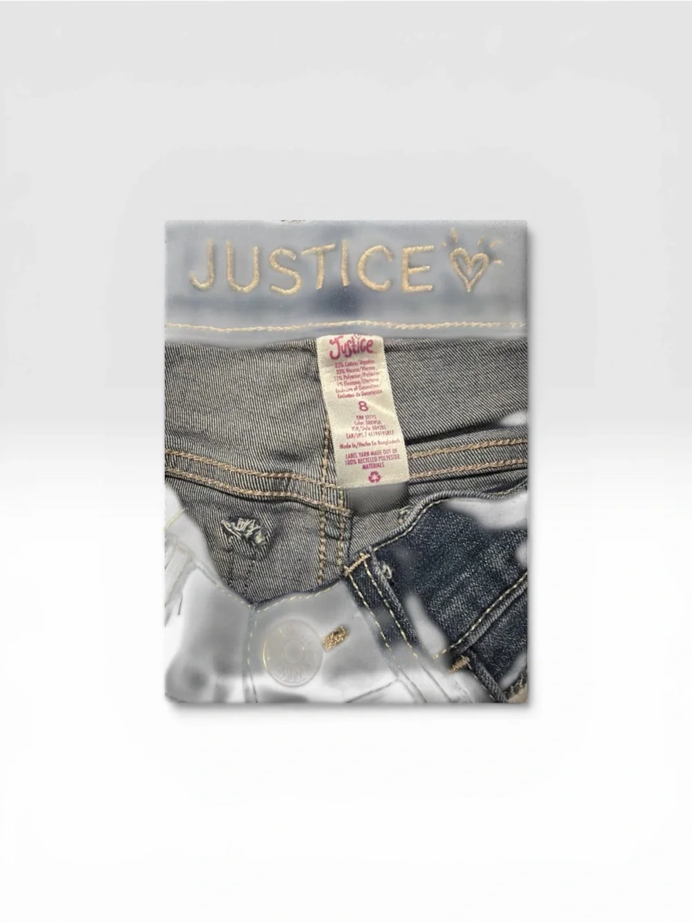 Justice Dark Blue Distressed Roll-Cuff Denim Shorts